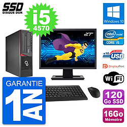 PC Fujitsu E720 E85+ DT Ecran 27" i5-4570 RAM 16Go SSD 120Go Windows 10 Wifi · Occasion 