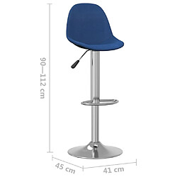 vidaXL Tabourets de bar lot de 2 bleu tissu pas cher