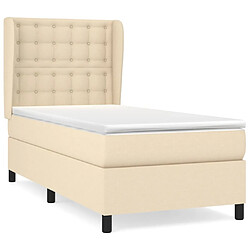 Maison Chic Lit adulte- Lit + matelas,Sommier à lattes de lit et matelas Crème 90x190 cm Tissu -GKD56330