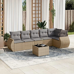 Maison Chic Salon de jardin avec coussins 7 pcs | Ensemble de Table et chaises | Mobilier d'Extérieur beige résine tressée -GKD30315