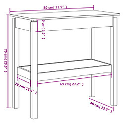 vidaXL Table console 80x40x75 cm Bois massif de pin pas cher