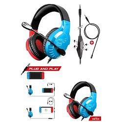 Casque Gamer PC SWITCH BLEU ET ROUGE Spirit of Gamer - Haut-parleurs puissants, Microphone rétractable, Confortable