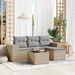 vidaXL Salon de jardin avec coussins 5 pcs beige résine tressée 