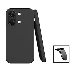 PHONECARE Kit Support Magnétique L Safe Driving Voiture + Coque Silicone Liquide pour OnePlus Ace 2V - Noir 