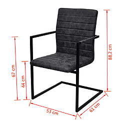 vidaXL Chaises à manger cantilever lot de 4 noir similicuir pas cher