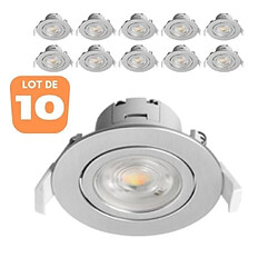 BRAYTRON Lot de 10 Spots LED encastrables 3en1 rond Alu 7W IP20 