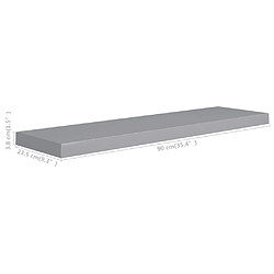 vidaXL Étagères murales flottantes 4 pcs gris 90x23,5x3,8 cm MDF pas cher