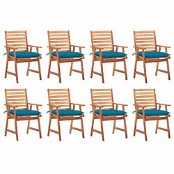 Maison Chic Lot de 8 Chaises à dîner de jardin avec coussins,Fauteuil/Chaises à manger d'extérieur Acacia massif -MN22593