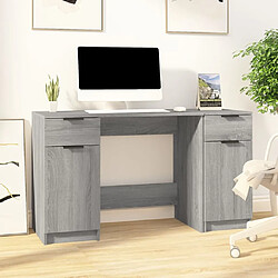 vidaXL Bureau avec armoire latérale Sonoma gris Bois d'ingénierie