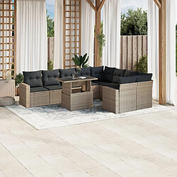 vidaXL Salon de jardin avec coussins 10 pcs gris clair résine tressée