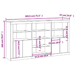 vidaXL Buffet avec lumières LED sonoma gris 181,5x37x100 cm pas cher