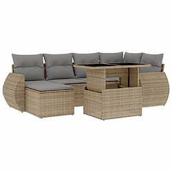 vidaXL Salon de jardin avec coussins 7 pcs beige résine tressée