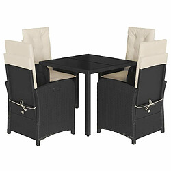 Maison Chic Ensemble à manger d'extérieur 5 pcs avec coussins,Salon de jardin,Mobilier de jardin Noir Résine tressée -GKD134748