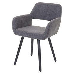 Decoshop26 Chaise fauteuil de salle à manger bureau rétro en tissu gris pieds foncés 04_0002150