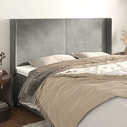 Maison Chic Tête de lit scandinave avec oreilles,meuble de chambre Gris clair 163x16x118/128 cm Velours -MN98109