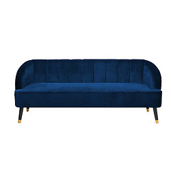 Beliani Canapé 3 places en velours bleu cobalt ALSVAG