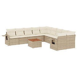 Maison Chic Salon de jardin 11 pcs avec coussins, Ensemble Tables et chaises d'extérieur beige résine tressée -GKD986563