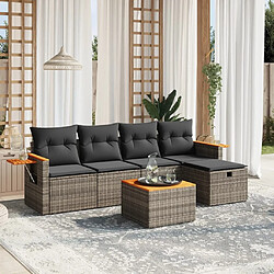 Maison Chic Ensemble Tables et chaises d'extérieur 6pcs avec coussins,Salon de jardin gris résine tressée -GKD259020