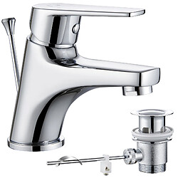 CECIPA MAX Mitigeur lavabo Robinet avec levier de vidange Chrom Laiton Bec Hauteur 57 mm