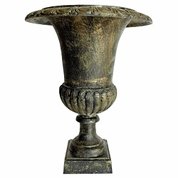 L'Héritier Du Temps Grand Vase Vasque Jardinière en Fonte Vert Anglais Style Médicis Pot de Fleur 47,5x47,5x62cm