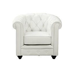 Vente-Unique Fauteuil en simili CHESTERFIELD - Blanc