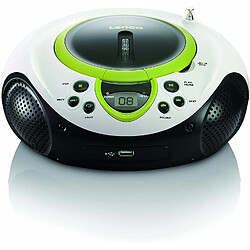 Lenco mini chaine hifi stéréo FM LECTEUR CD USB MP3 piles ou secteur vert blanc noir