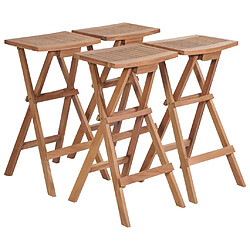 vidaXL Tabourets de bar pliables lot de 4 Bois de teck massif