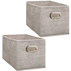 Toilinux Lot de 2 Boites de rangement Largeur 31 x Hauteur 15 cm - Beige chiné Toilinux - Lot de 2 Boites de rangement Largeur 31 x Hauteur 15 cm - Beige chiné - Design