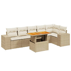 vidaXL Salon de jardin avec coussins 7 pcs beige résine tressée