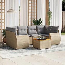 Maison Chic Salon de jardin avec coussins 7 pcs, Ensemble Tables et chaises de jardin, beige résine tressée -GKD294927