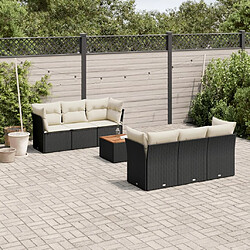 Maison Chic Ensemble Tables et chaises d'extérieur 7pcs avec coussins,Salon de jardin noir résine tressée -GKD110473