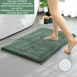 LUUCOZK Tapis de bain antidérapants absorbants à séchage rapide, décoration de salle de bain, fond TPR vert foncé 50x80cm-Taille standard