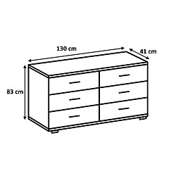 Pegane Commode meuble de rangement, coloris imitation chêne artisan - Longueur 130 x Hauteur 83 x Profondeur 41 cm