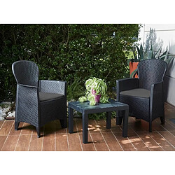 ProGarden Ensemble de jardin avec coussins 3 pcs Akita Anthracite 