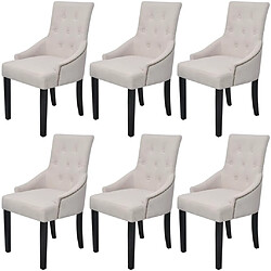 Maison Chic Lot de 6 Chaises à manger,Chaise pour cuisine gris crème tissu -MN88231