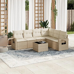 vidaXL Salon de jardin avec coussins 7 pcs beige résine tressée 