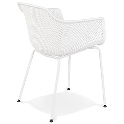 Acheter Alterego Chaise avec accoudoirs perforée 'DRAK' blanche intérieure / extérieure