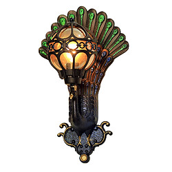 Universal Applique à paon coloré, 220V E27 * 1 sans ampoule, applique rétro étanche extérieure, applique à porte LED pour salon, cour, balcon, couloir 