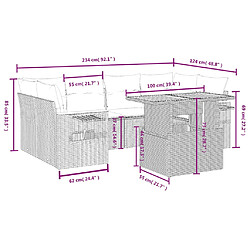 Acheter vidaXL Salon de jardin avec coussins 7 pcs gris résine tressée