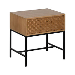 BigBuy Home Table de Nuit MARIGNI Noir Naturel Fer Bois de frêne Bois MDF 51,5 x 40 x 55,5 cm 