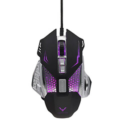 Riffi Souris de jeu optique Chiropter X39 Pro 8 boutons tressés câble de 1,5 m 1000-3200 dpi lumière LED noir 