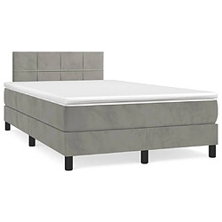 vidaXL Sommier à lattes de lit et matelas Gris clair 120x200cm Velours