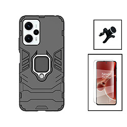 PHONECARE Kit Film Hydrogel Full Cover Avant + Coque 3X1 Military Defender + Support Renforcé pour Xiaomi Poco F5 - Noir 