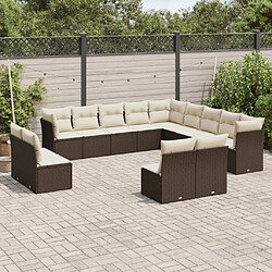 Maison Chic Salon de jardin avec coussins 13 pcs | Ensemble de Table et chaises | Mobilier d'Extérieur marron résine tressée -GKD45429