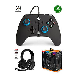 Power A Manette XBOX ONE-S-X-PC Noire Bleu hint EDITION Officielle + Casque Gamer PRO H3 SPIRIT OF GAMER XBOX ONE/S/X/PC 