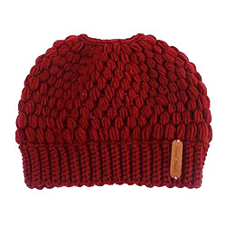 Queue De Cheval Messy Bun Beanie Hats Knit Stretchy Beanie Hats Cap Rouge Bonnet en forme de chignon haut en désordre Skullies Beanie Tail