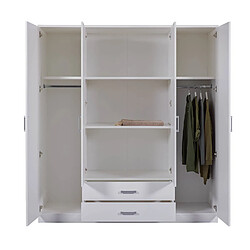 Pegane Armoire, meuble de rangement avec 4 portes en MDF coloris blanc - Longueur 180 x profondeur 58 x hauteur 198,5 cm pas cher