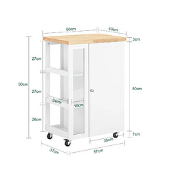 Avis SoBuy FKW75-WN Chariot de Service Desserte de Cuisine à roulettes Table Roulante