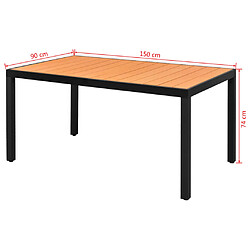 Acheter vidaXL Table de jardin Marron 150 x 90 x 74 cm Aluminium et WPC