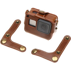 Wewoo Mallette de rangement pour GoPro HERO6 / 5 PU logement en cuir avec sangle cou et boutons café